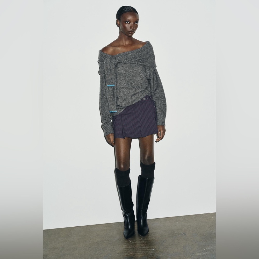 NWT Zara OFF-THE-SHOULDER KNIT SWEATER